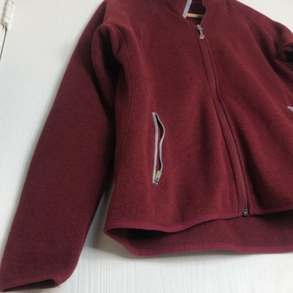 Eddie Bauer Burgundy Full Zip Fleece Jacket - Picture 4 of 8